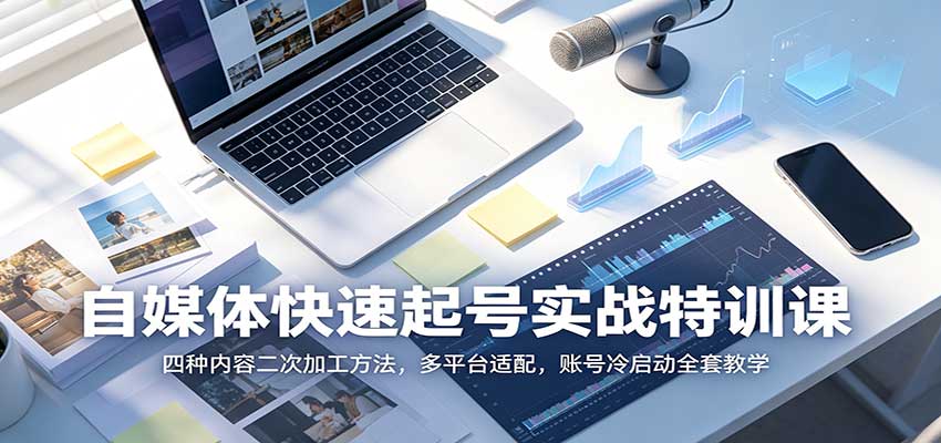 自媒体快速起号实战特训课：四种内容二次加工方法，多平台适配，账号冷启动全套教学-星空网络