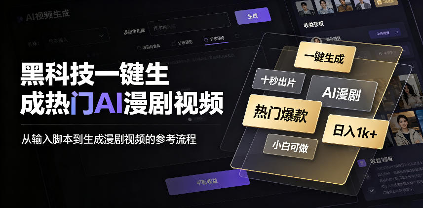 黑科技一键生成热门AI漫剧视频，十秒钟即可搞定，小白也能日入1k+【揭秘】-星空网络