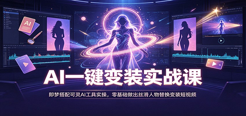 AI一键变装实战课：即梦搭配可灵AI工具实操，零基础做出丝滑人物替换变装短视频-星空网络