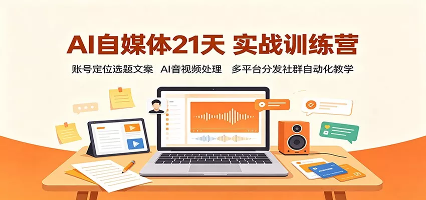 AI自媒体21天实战训练营：账号定位选题文案，AI音视频处理，多平台分发社群自动化教学-星空网络