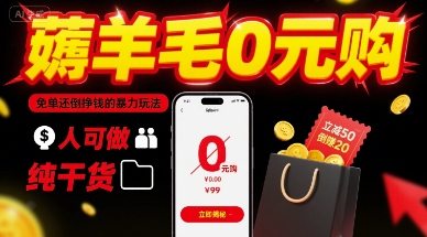薅羊毛0元购，免单还倒挣钱的暴力玩法，人人可做，纯干货-星空网络