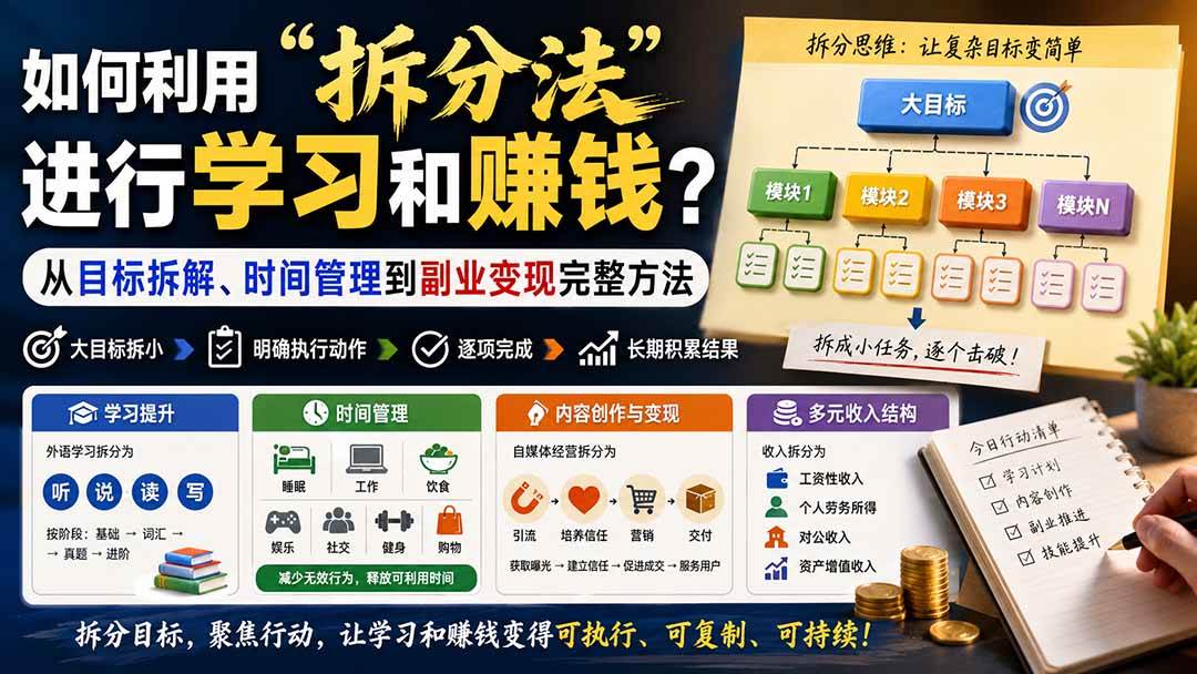 （20022期）付费文章：如何利用“拆分法”进行学习和賺钱？从目标拆解、时间管理到副业变现完整方法-星空网络
