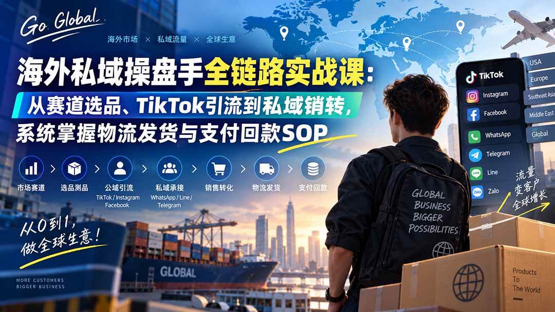 （20255期）海外私域操盘手全链路实战课：从赛道选品、TikTok引流到私域销转，系统掌握物流发货与支付回款SOP-星空网络