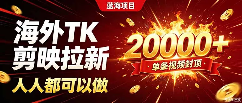 海外TK拉新新玩法，剪映就能做，不用经验不用粉丝，单条视频收益上限20000+-星空网络