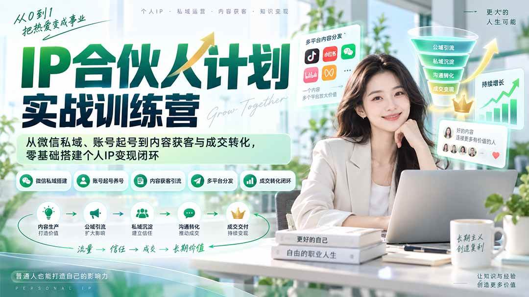 （20321期）IP合伙人计划实战训练营-更新：从微信私域、账号起号到内容获客与成交转化，零基础搭建个人IP变现闭环-星空网络