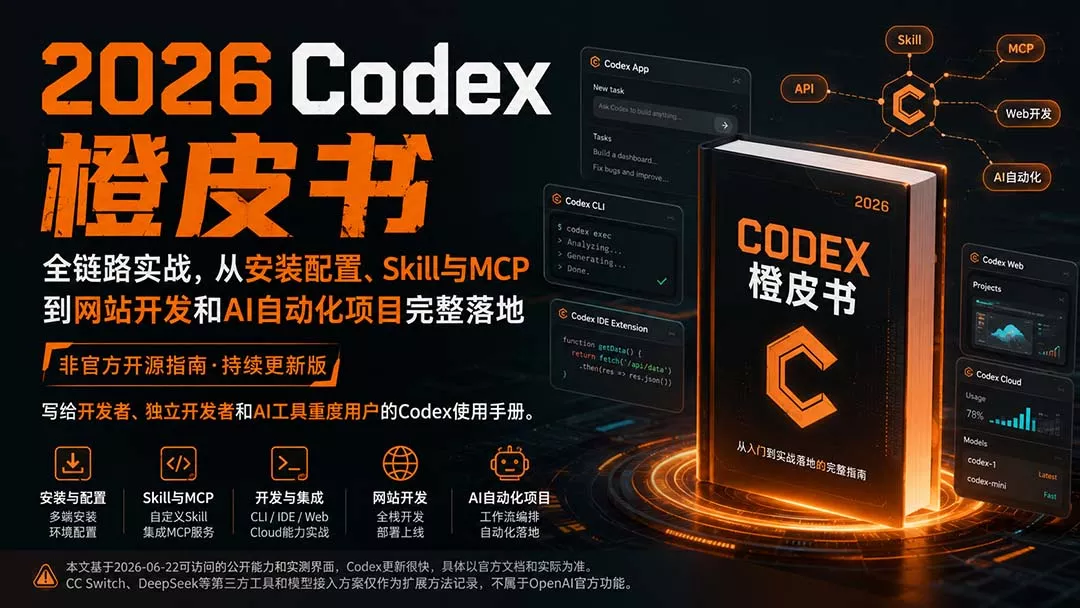2026Codex橙皮书：全链路实战，从安装配置、Skill与MCP到网站开发和AI自动化项目完整落地-星空网络
