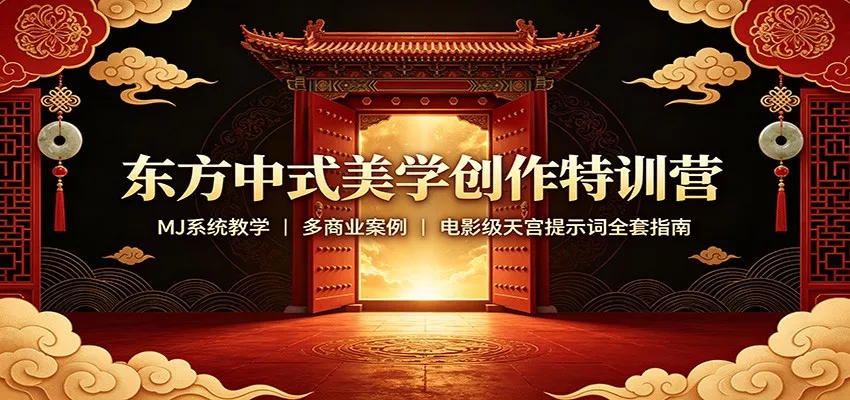 东方中式美学创作特训营：MJ系统教学，多商业案例，电影级天宫提示词全套指南-星空网络