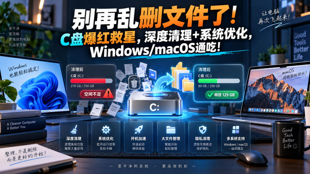 别再乱删文件了！C盘爆红救星，深度清理+系统优化，Windows/macOS通吃！-星空网络