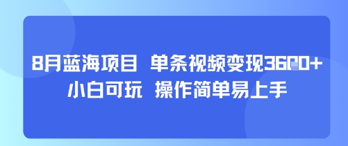8月AI蓝海项目，单条视频变现1k+ 小白可玩 操作简单易上手-星空网络