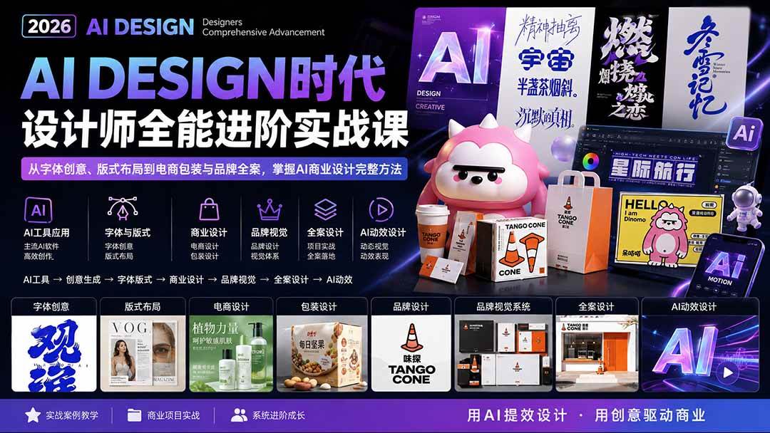 （20195期）2026AI DESIGN时代设计师全能进阶实战课：从字体创意、版式布局到电商包装与品牌全案，掌握AI商业设计完整方法-星空网络