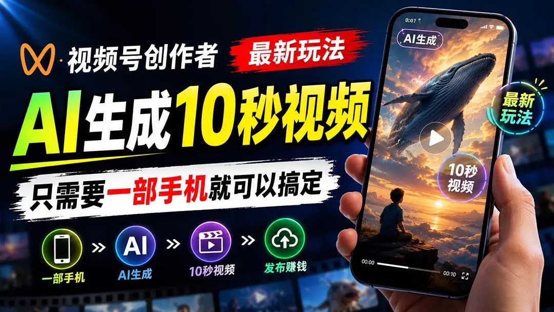视频号创作者最新玩法，AI生成10秒视频，只需要一部手机就可以搞定-星空网络