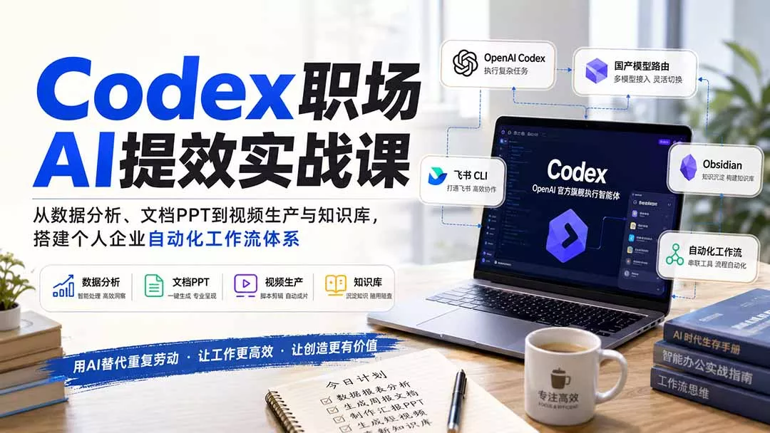 Codex职场AI提效实战课：从数据分析、文档PPT到视频生产与知识库，搭建个人企业自动化工作流体系-星空网络