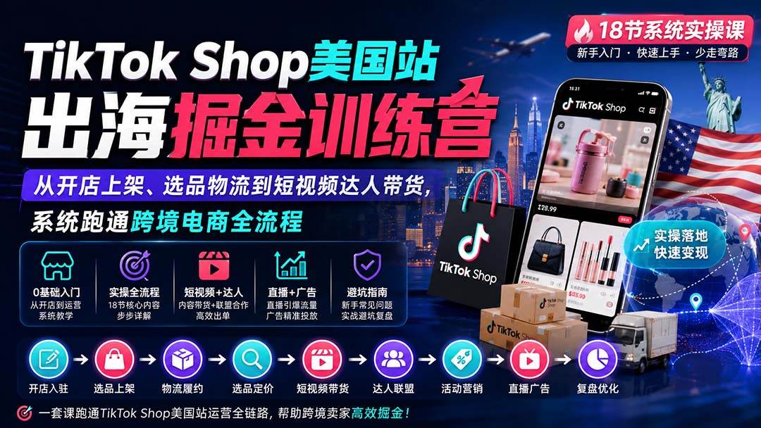 （20162期）TikTok Shop美国站出海掘金训练营：从开店上架、选品物流到短视频达人带货，系统跑通跨境电商全流程-星空网络