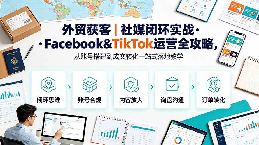 (19526期)外贸获客|社媒闭环实战·Facebook&TikTok运营全攻略,从账号搭建到成交转化一站式落地教学 (19526期)外贸获客|社媒闭环实战·Facebook&TikTok运营全攻略,从账号搭建到成交转化一站式落地教学