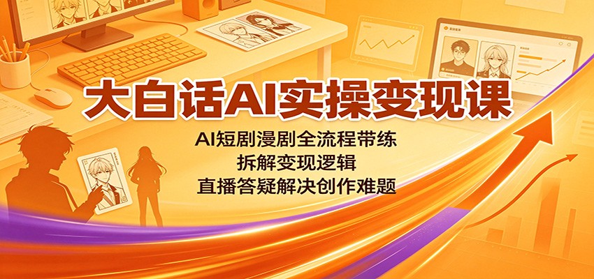 大白话AI实操变现课：AI短剧漫剧全流程带练，拆解变现逻辑，直播答疑解决创作难题-星空网络