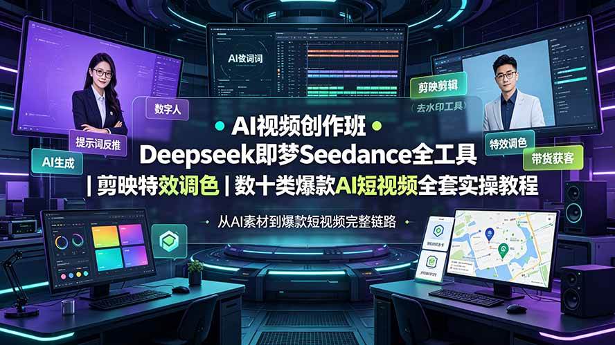（19454期）AI视频创作班◆Deepseek即梦Seedance全工具｜剪映特效调色｜数十类爆款AI短视频全套实操教程-星空网络