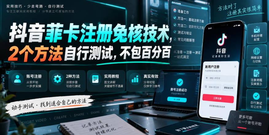 抖音菲卡注册免核技术，2个方法自行测试，不包百分百-星空网络