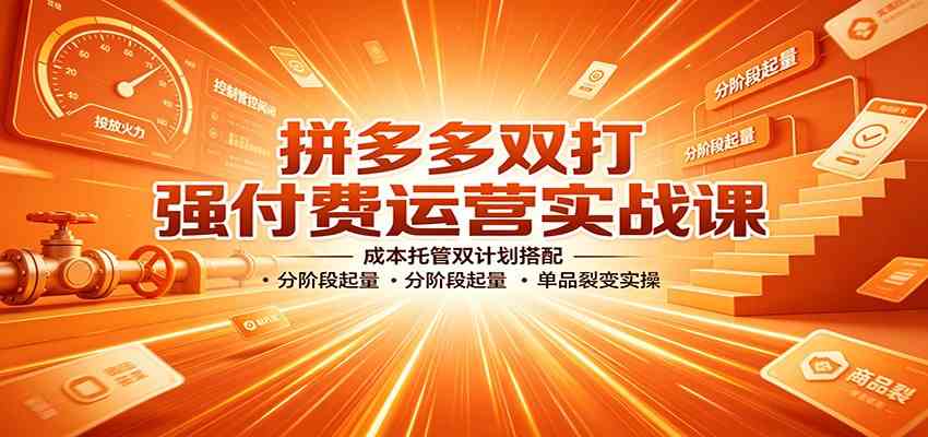 拼多多双打强付费运营实战课：成本托管双计划搭配，分阶段起量，单品裂变实操-星空网络
