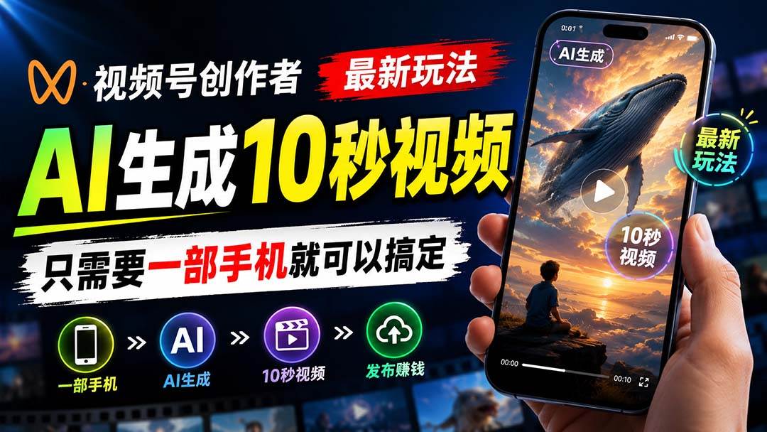 （20136期）视频号创作者最新玩法，AI生成10秒视频，只需要一部手机就可以搞定-星空网络