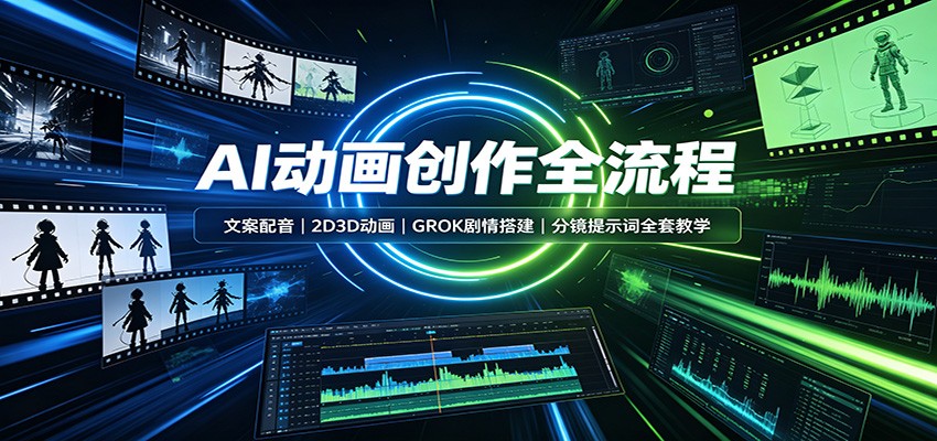 AI动画创作全流程：文案配音，2D3D动画，GROK剧情搭建，分镜提示词全套教学-星空网络