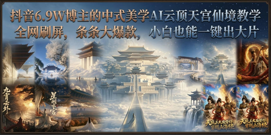 抖音6.9W博主的中式美学AI云顶天宫仙境教学，全网刷屏，条条大爆款，小白也能一键出大片-星空网络