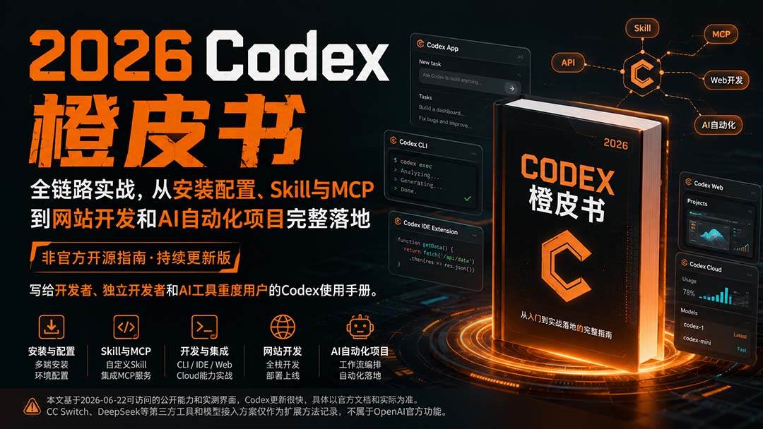 （20105期）2026Codex橙皮书：全链路实战，从安装配置、Skill与MCP到网站开发和AI自动化项目完整落地-星空网络