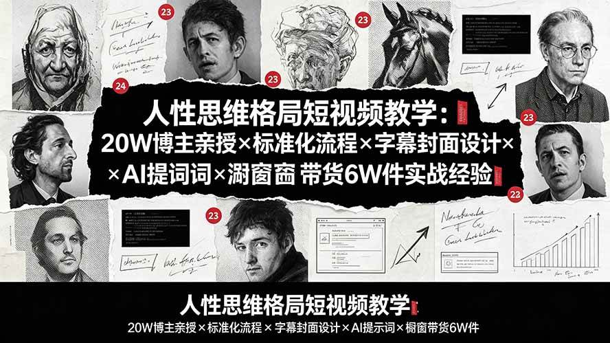 （19538期）人性思维格局短视频教学：20W博主亲授×标准化流程×字幕封面设计×AI提示词×橱窗带货6W件实战经验-星空网络