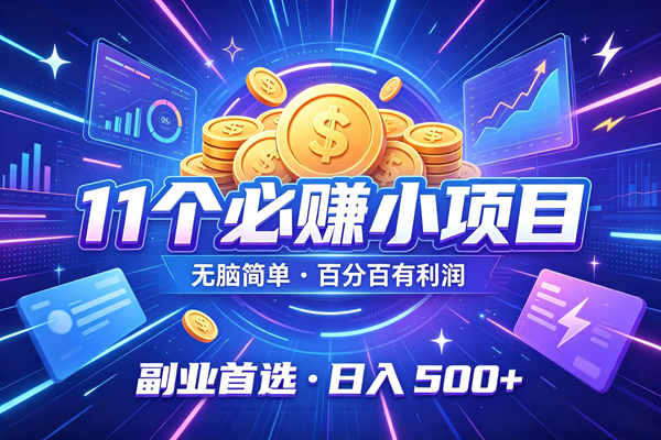 （19962期）11个必赚的小项目，无脑简单，百分百有利润，副业首选，日入300+-星空网络