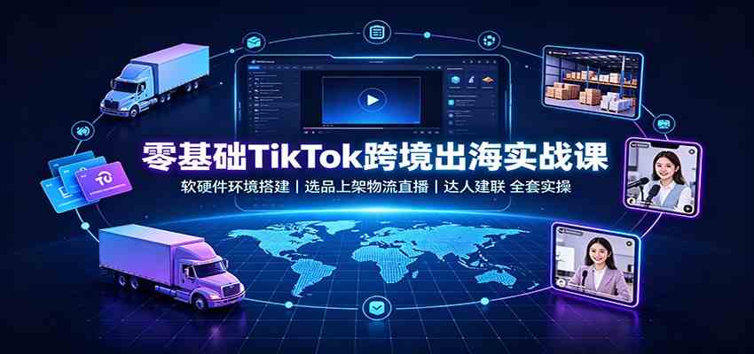 零基础TikTok跨境出海实战课：软硬件环境搭建，选品上架物流直播，达人建联全套实操-星空网络