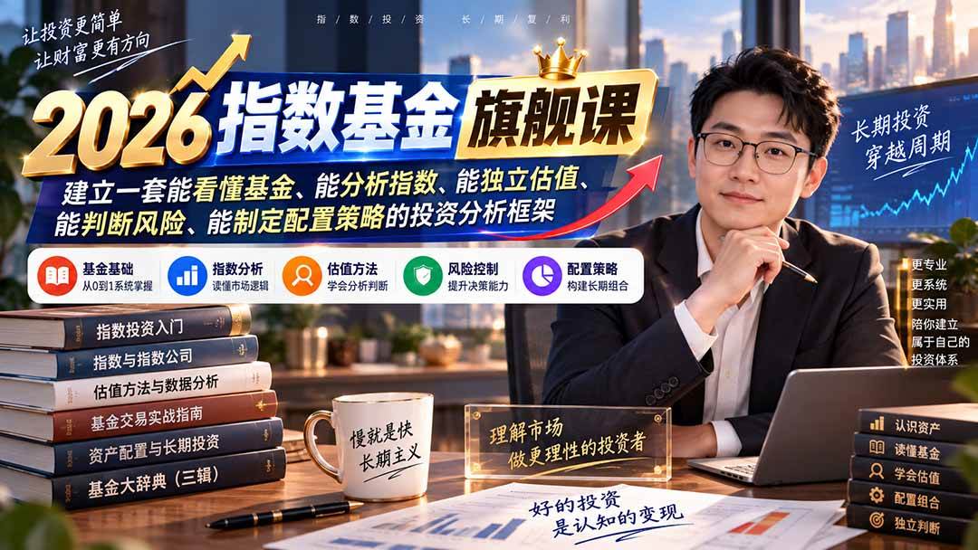 （20298期）2026指数基金旗舰课｜建立一套能看懂基金、能分析指数、能独立估值、能判断风险、能制定配置策略的投资分析框架-星空网络