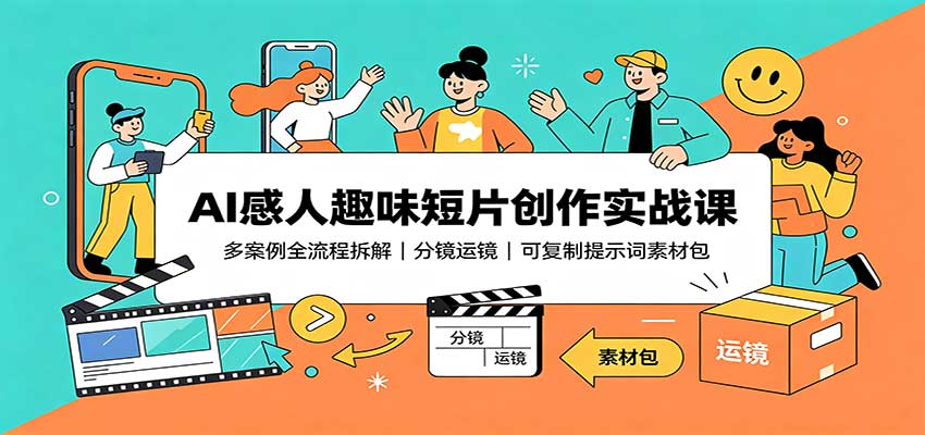 AI感人趣味短片创作实战课：多案例全流程拆解，分镜运镜，可复制提示词素材包-星空网络