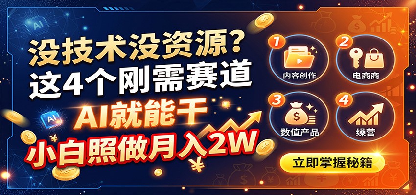 没技术没资源？这4个刚需赛道，AI就能干，小白照做月入2W-星空网络