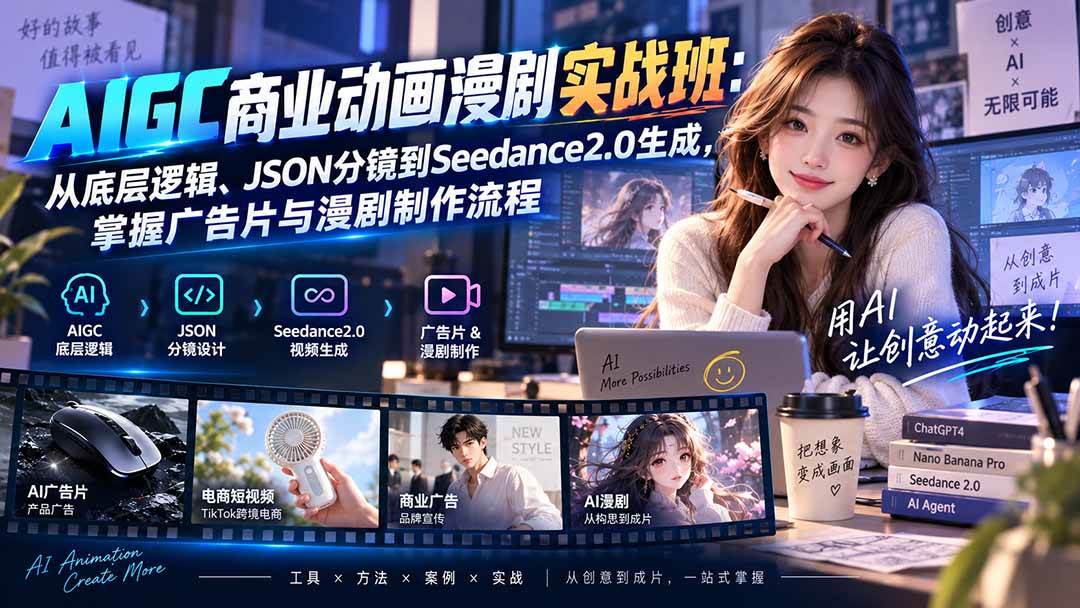 （20268期）AIGC商业动画漫剧实战班-更新：从底层逻辑、JSON分镜到Seedance2.0生成，掌握广告片与漫剧制作流程-星空网络