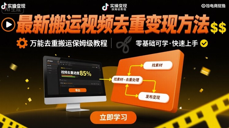 最新搬运视频去重变现方法，万能去重搬运保姆级教程-星空网络