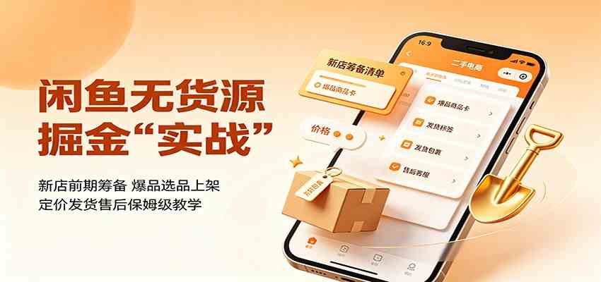 闲鱼无货源掘金实战：新店前期筹备，爆品选品上架，定价发货售后保姆级教学-星空网络