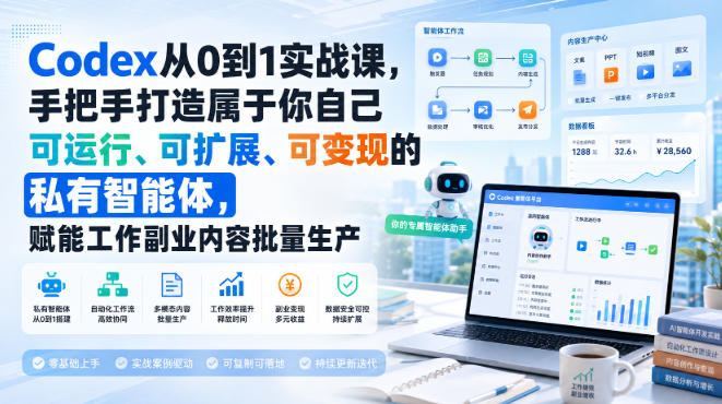 Codex从0到1实战课，手把手打造属于你自己可运行、可扩展、可变现的私有智能体，赋能工作副业内容批量生产-星空网络