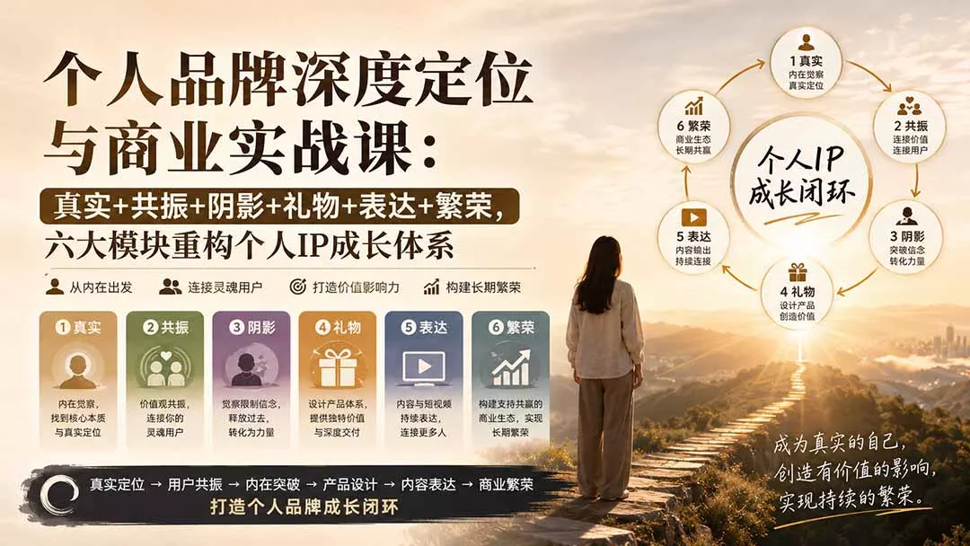 个人品牌深度定位与商业实战课：真实+共振+阴影+礼物+表达+繁荣，六大模块重构个人IP成长体系-星空网络