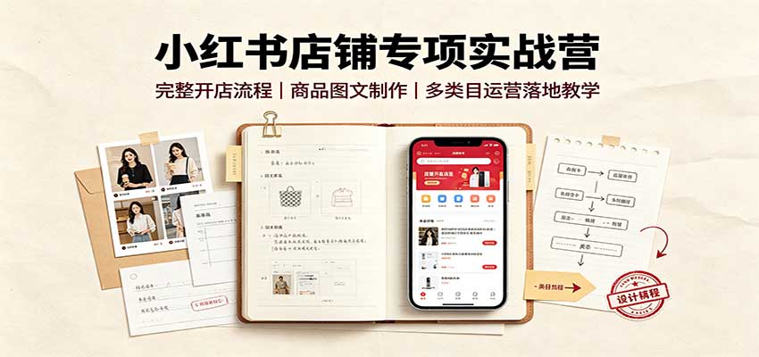 小红书店铺专项实战营：完整开店流程，商品图文制作，多类目运营落地教学-星空网络