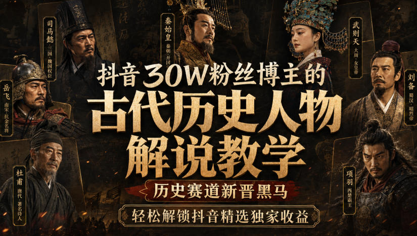 抖音30W粉丝博主的古代历史人物解说教学，历史赛道新晋黑马，轻松解锁抖音精选独家收益-星空网络