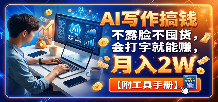 AI写作搞钱：不露脸不囤货，会打字就能赚，月入2W【附工具手册】-星空网络