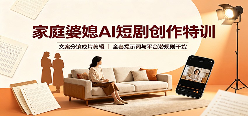 家庭婆媳AI短剧创作特训：文案分镜成片剪辑，全套提示词与平台潜规则干货-星空网络
