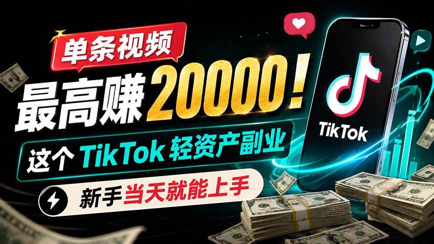 （19457期）单条视频最高赚 20000！这个 TikTok 轻资产副业，新手当天就能上手-星空网络