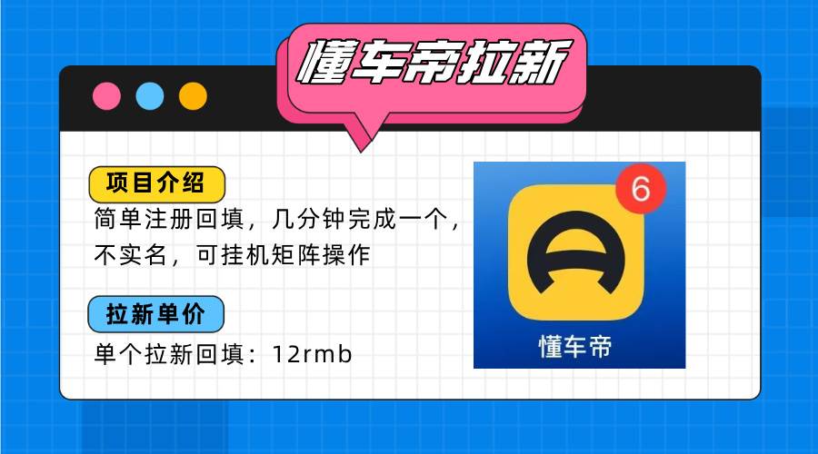 （15661期）懂车帝邪修拉新玩法，简单注册回填，不sm，单个拉新12rmb，轻松日入200+-星空网络