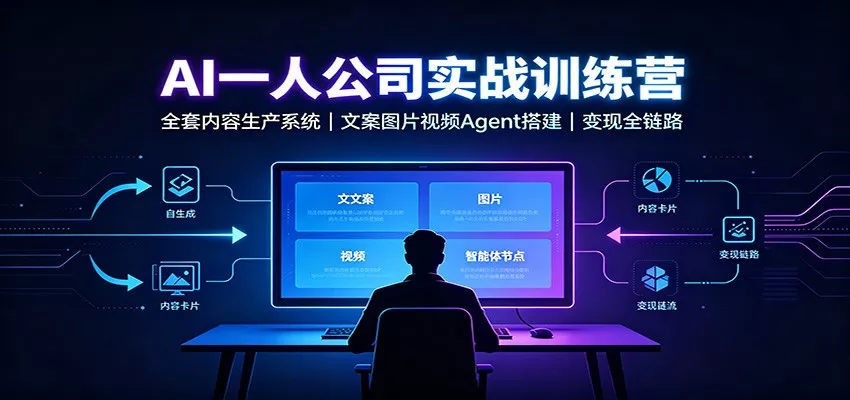 AI创作一人公司实战训练营：全套内容生产系统，文案图片视频Agent搭建变现全链路-星空网络