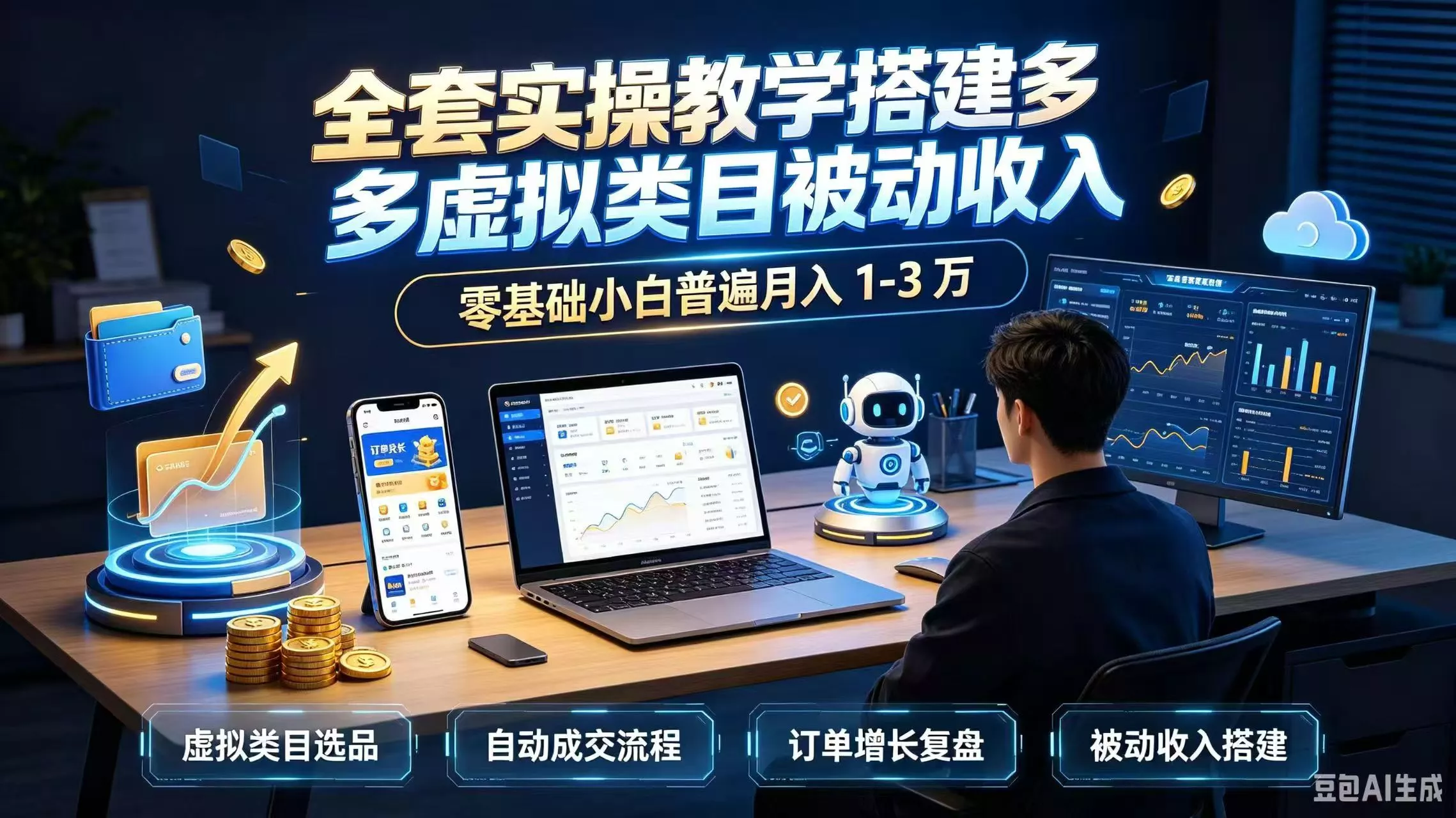 全套实操教学搭建多多虚拟类目被动收入，零基础小白普遍月入 1-3 万-星空网络