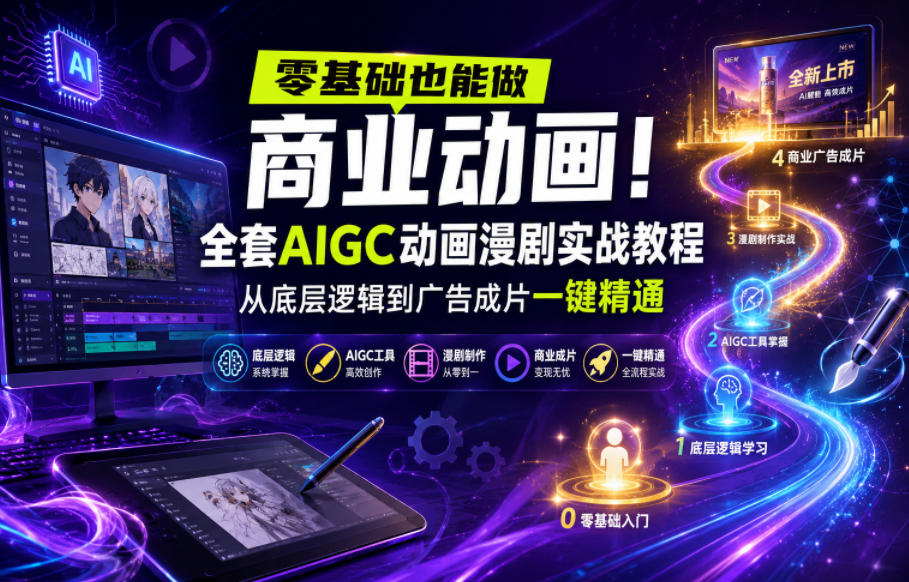 零基础也能做商业动画！全套AIGC动画漫剧实战教程，从底层逻辑到广告成片一键精通（更新0905）-星空网络