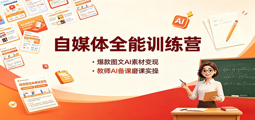 自媒体全能训练营：爆款图文AI素材变现，教师AI备课磨课实操-星空网络