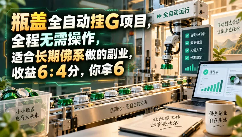 瓶盖全自动挂G项目，全程无需操作，适合长期佛系做的副业，收益6：4分，你拿6【揭秘】-星空网络