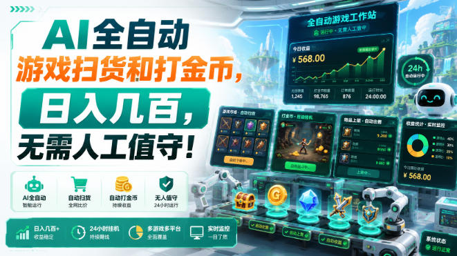 AI全自动游戏扫货和打金币，日入几百，无需人工值守！【揭秘】-星空网络