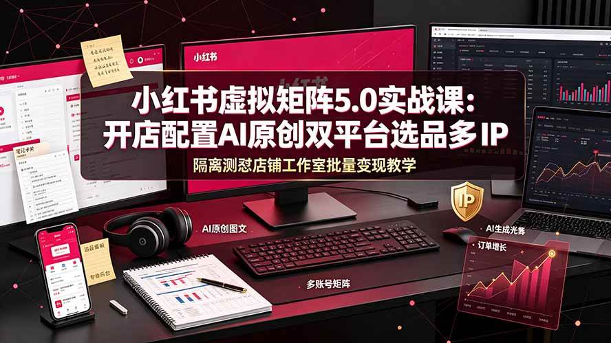 (19521期)小红书虚拟矩阵5.0实战课:开店配置|AI原创|双平台选品|多IP隔离|测怼店铺工作室批量变现实操教学 (19521期)小红书虚拟矩阵5.0实战课:开店配置|AI原创|双平台选品|多IP隔离|测怼店铺工作室批量变现实操教学
